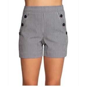 Trina Turk Magnifico Striped Sailor Shorts Women's High Waist Button Nautical